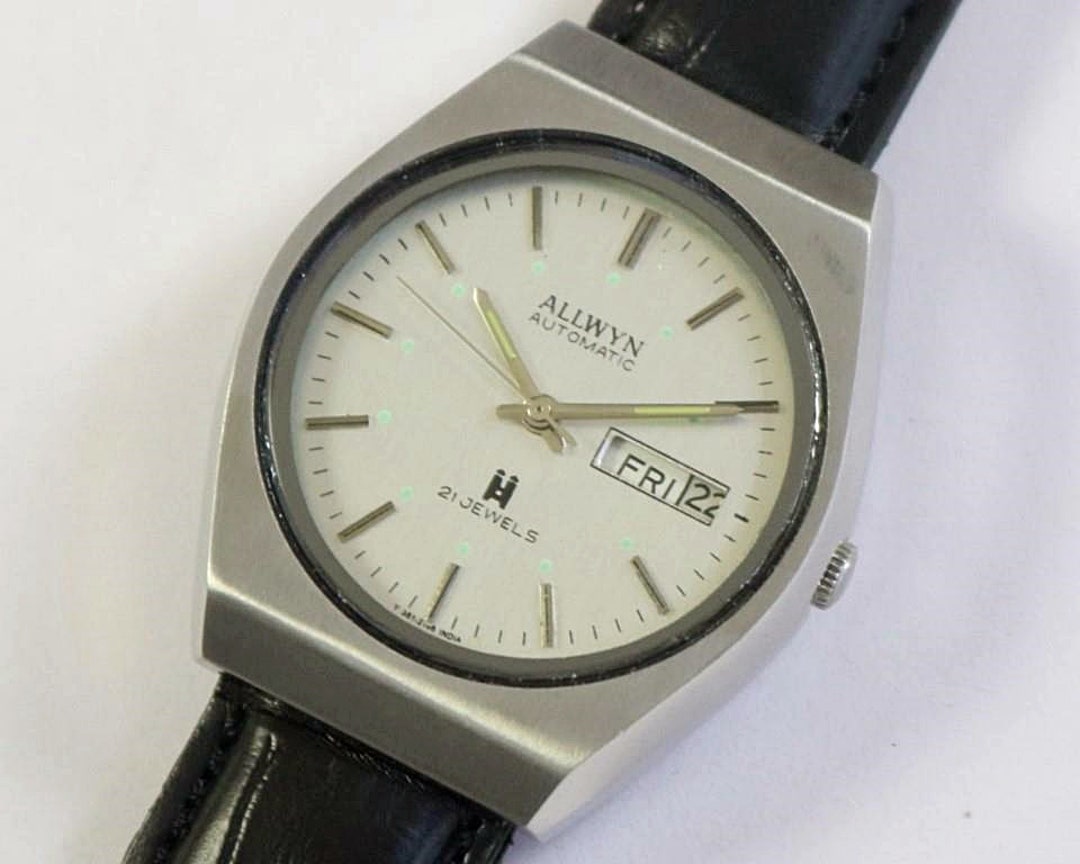 Vintage Allwyn 21 Jewels Automatic Indian Mens Wrist Watch Mechanical Day Date Stainless Steel Gift for Men for Him A2001li6 Etsy