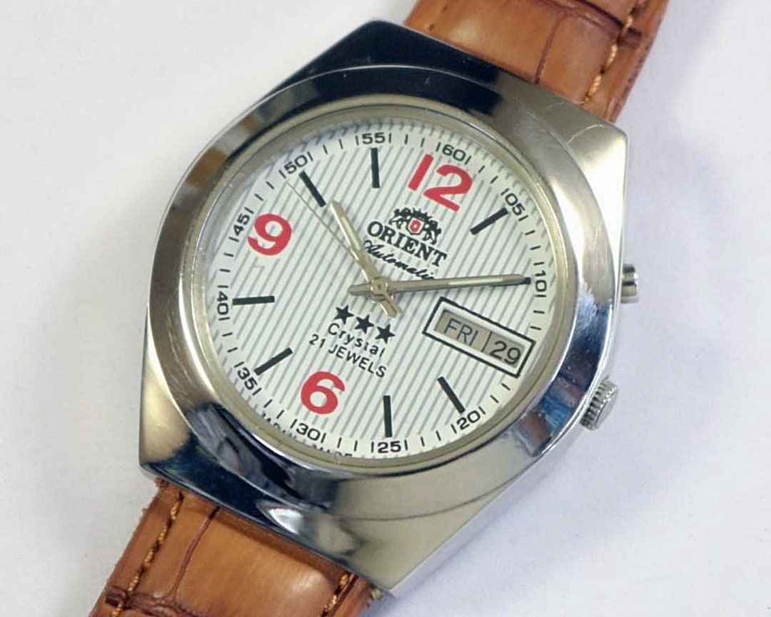 Vintage Orient 3 Star Crystal Automatic Japan Mens Wrist Watch ...