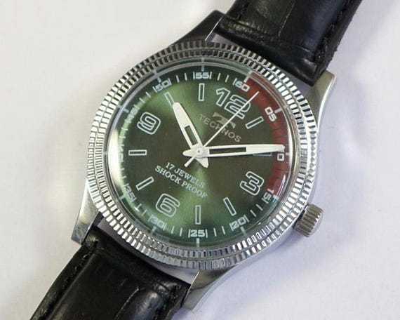 Vintage Technos Swiss Made Hand Winding Mens Wrist Watch 