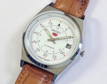 vintage Seiko 5 Japon montre-bracelet automatique pour homme | mécanique | date fixée rapidement | acier inoxydable | cadeau homme pour lui | a1017li22