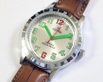 Vintage Roamer Swiss Made Hand Winding Mens Wrist watch | mechanical | stainless steel | gift for men for him | a1003li17