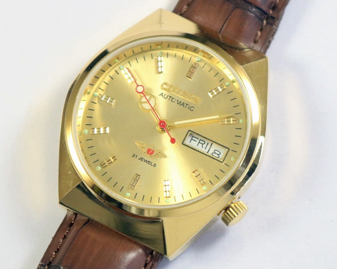 Vintage Refurbished Citizen Eagle 7 Automatic Japan Mens Wrist Watch Exhibition Back Golden Dial Gold Plated Gift for Men for Him A1029li12 Etsy Canada
