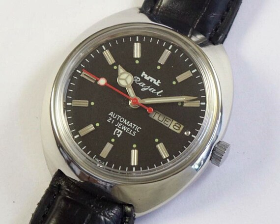 Vintage HMT Rajat Black Dial Indian Automatic Mens Wrist Watch Day Date Mechanical Stainless Steel Gift for Men for Him A1043li12 Etsy