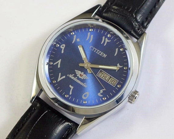 Vintage Citizen Eagle 7 Automatic Japan Mens Wrist Watch Blue Arabic Dial Transparent Exhibition Back Gift for Men for Him 1067 18 Etsy Canada