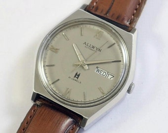 Vintage Allwyn Automatischer Indianer Herren Armbanduhr mechanisch 21 Juwelen Tag Datum Edelstahl Geschenk Manner fur Ihn A2003 li07 Etsy