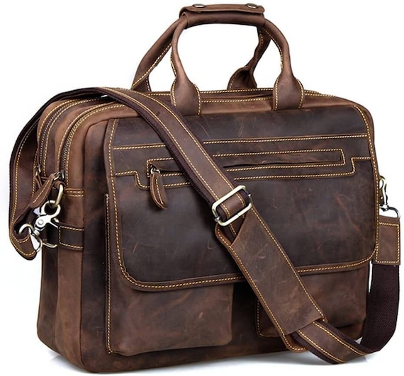 Handmade Full Grain Leather Messenger Bag Mens Leather Etsy