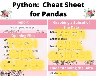 Python Pandas Cheat Sheet (Pink Flower Design/Halloween, Customizable)