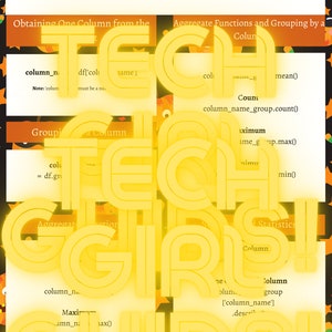 Pu&ograve; includere: Un'infografica colorata con il testo "Aggregations and Group by for Pandas Python" e "TECH GIRLS" in lettere gialle. L'infografica spiega come usare Pandas Python per raggruppare e aggregare i dati.