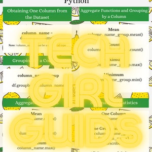 Pu&ograve; includere: Un'infografica colorata con limoni come sfondo. L'infografica spiega come utilizzare la libreria Python Pandas per aggregare e raggruppare i dati per colonna. Il testo include i termini 'nome colonna', 'media', 'conteggio', 'massimo', 'minimo', 'raggruppa per', 'aggrega', 'una colonna', 'tutti i gruppi e le colonne', 'descrivere', 'pi&ugrave; funzioni'.