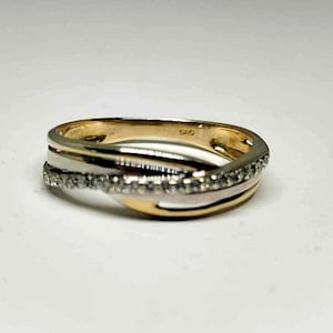 Women&#39;s ring Full Gold 14kt / 585kt and Diamonds 0.10kt - Vintage