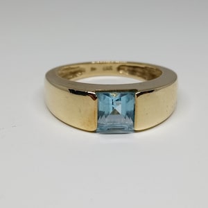 Unisex Ring in gold 8kt / 333kt - Blue Topas 1.19kt - Vintage - Secondhand