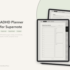 ADHD Supernote Planner | Undated Hyperlinked Template for A5 X and Manta, Time Blocks & Projects