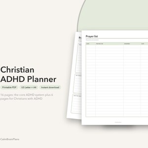 Printbare christelijke ADHD-planner | Ongedateerd geloofsdagboek, gebedslijst, preeknotities en SOAP-studie (PDF)