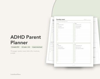 ADHD Parent Planner Printable | Family Organizer, Sunday Reset, Kids Routines & Calm Parenting Scripts (PDF)
