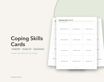 対処スキルカード（印刷可能）｜大人とティーンエイジャーのための36の落ち着くための戦略（PDF）