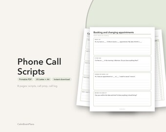 Modèles de scripts d'appels téléphoniques à imprimer | Rendez-vous, factures, réparations et messages vocaux pour les appelants anxieux (PDF)
