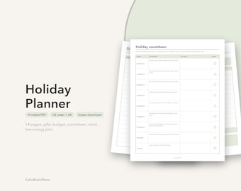 クリスマスプランナー（印刷可能）｜ADHD向けホリデープランナー、ギフトリスト、予算、カウントダウン（PDF）