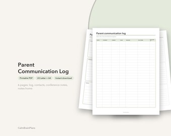 Parent Communication Log Printable | Teacher Contact Sheet, Conference Notes & Positive Messages Home (PDF)