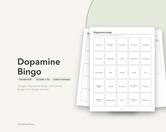 ドーパミンビンゴ印刷用 | ADHDクイックウィンカード、​​空白テンプレート＆報酬（PDF）