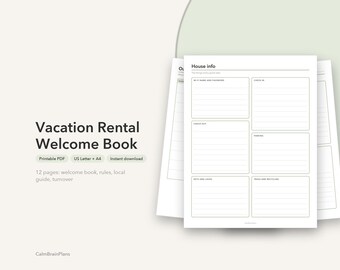 Livret d'accueil imprimable pour location de vacances | Manuel du client, règlement intérieur et liste de contrôle du ménage entre deux locations (PDF)