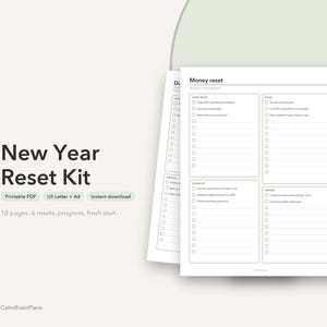 Kit imprimible para empezar de nuevo en Año Nuevo / Listas de tareas para el hogar, finanzas, tecnología digital y calendario 2027: Un nuevo comienzo (PDF)
