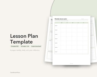 Lesson Plan Template Printable | Weekly Teacher Planner, Daily Page, Unit Planning & Year Overview (PDF)