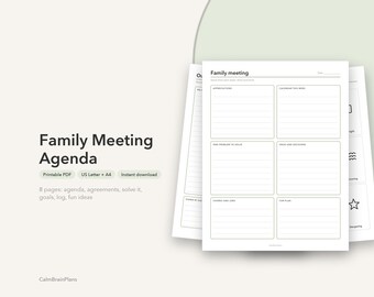 Family Meeting Agenda Printable | Weekly Template, Household Rules, Goals & Fun Ideas (PDF)