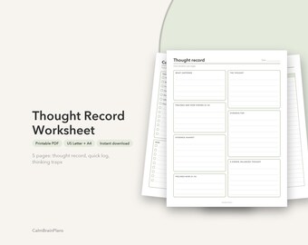 思考記録ワークシート（印刷可能）｜振り返りジャーナル、思考の落とし穴、クイックログ（PDF）