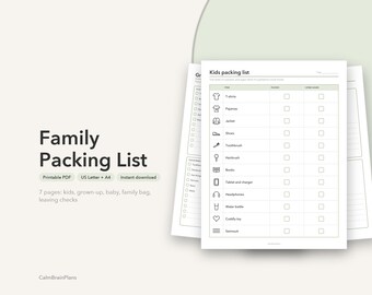 Family Packing List Printable | Kids Picture Checklist, Baby Essentials & Leaving Home Checks (PDF)