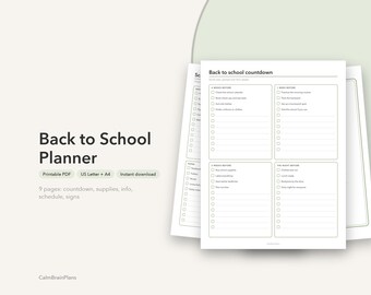 Back to School Planner Printable | Countdown Checklist, Supply List & First Day Signs (PDF)