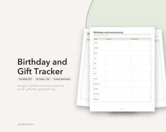誕生日プレゼントトラッカー（印刷可能）｜誕生日や記念日、プレゼントのアイデア、贈ったものの記録（PDF）