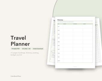 旅行プランナー（印刷可能）｜旅行日程、持ち物リスト、予算＆予約状況トラッカー（PDF）