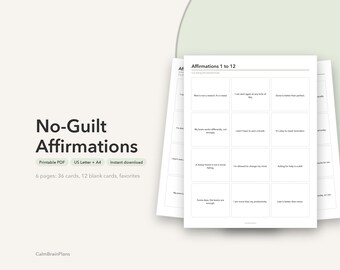 罪悪感なしの肯定カード（印刷可能）｜ADHDの方にも優しい、大人のための自己肯定感を高める名言36選（PDF）