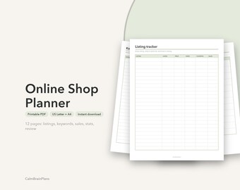 オンラインショッププランナー（印刷可能）｜商品リスト追跡、SEOキーワード、売上ログ、月間統計（PDF）