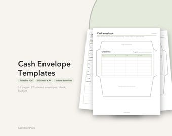 現金封筒テンプレート（印刷可能）｜トラッカー付き予算封筒を自分で折り畳む（12カテゴリー）（PDF）