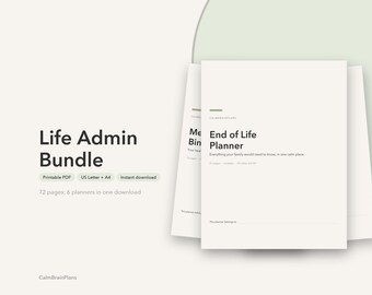Ensemble de documents administratifs à imprimer | Planificateur de situations d'urgence, dossiers médicaux, mots de passe et renouvellements (PDF)