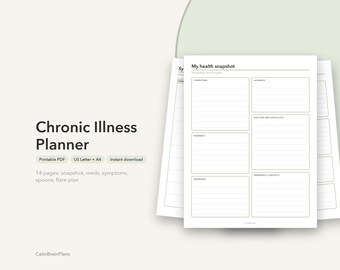Chronic Illness Planner Printable | Symptom Tracker, Medication List, Flare Plan & Appointment Log (PDF)