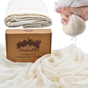 Organic Cheesecloth Fabric, Organic GOTS Certified, Nut Milk, Tea Strainer, Unbleached, Reusable, 15 sqft