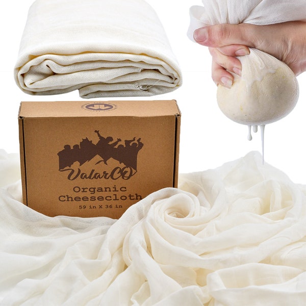 Organic Cheesecloth Fabric, Organic GOTS Certified, Nut Milk, Tea Strainer, Unbleached, Reusable, 15 sqft