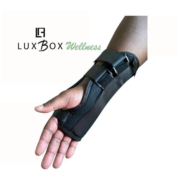 LuxBox Wrist Support - Carpal Tunnel, Bowling, Sports Injuries Pain Relief - Removable Splint -