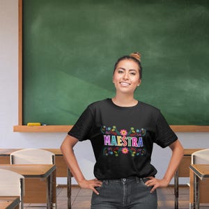Maestra Shirt, Bilingual Teacher Gift, Maestra Otomi Flowers Shirt, Spanish Teacher gift, Teacher Appreciation Gift, Bilingual teacher gift