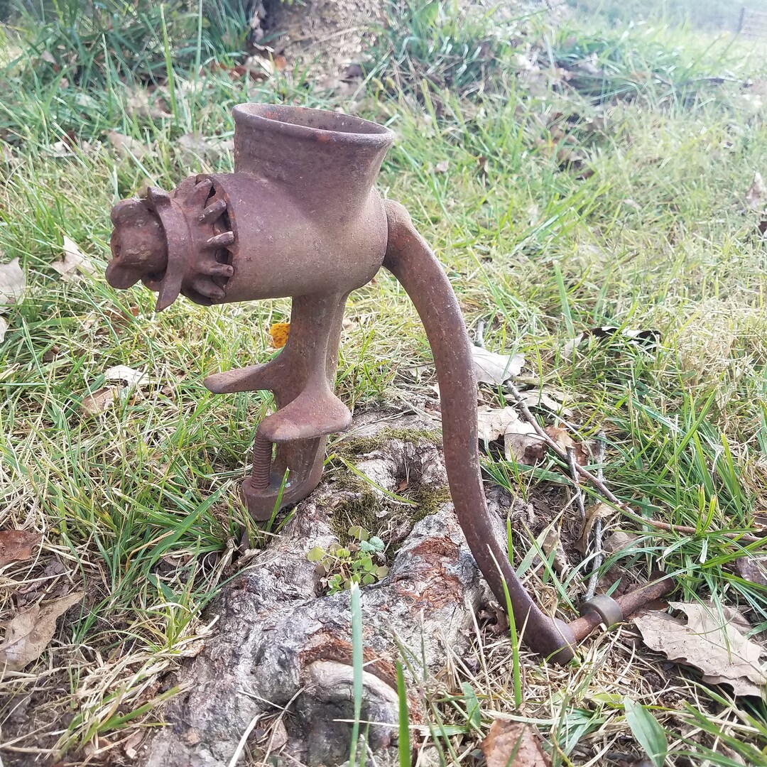 Hand Crank Meat Grinder Vintage Fully Oxidized Etsy