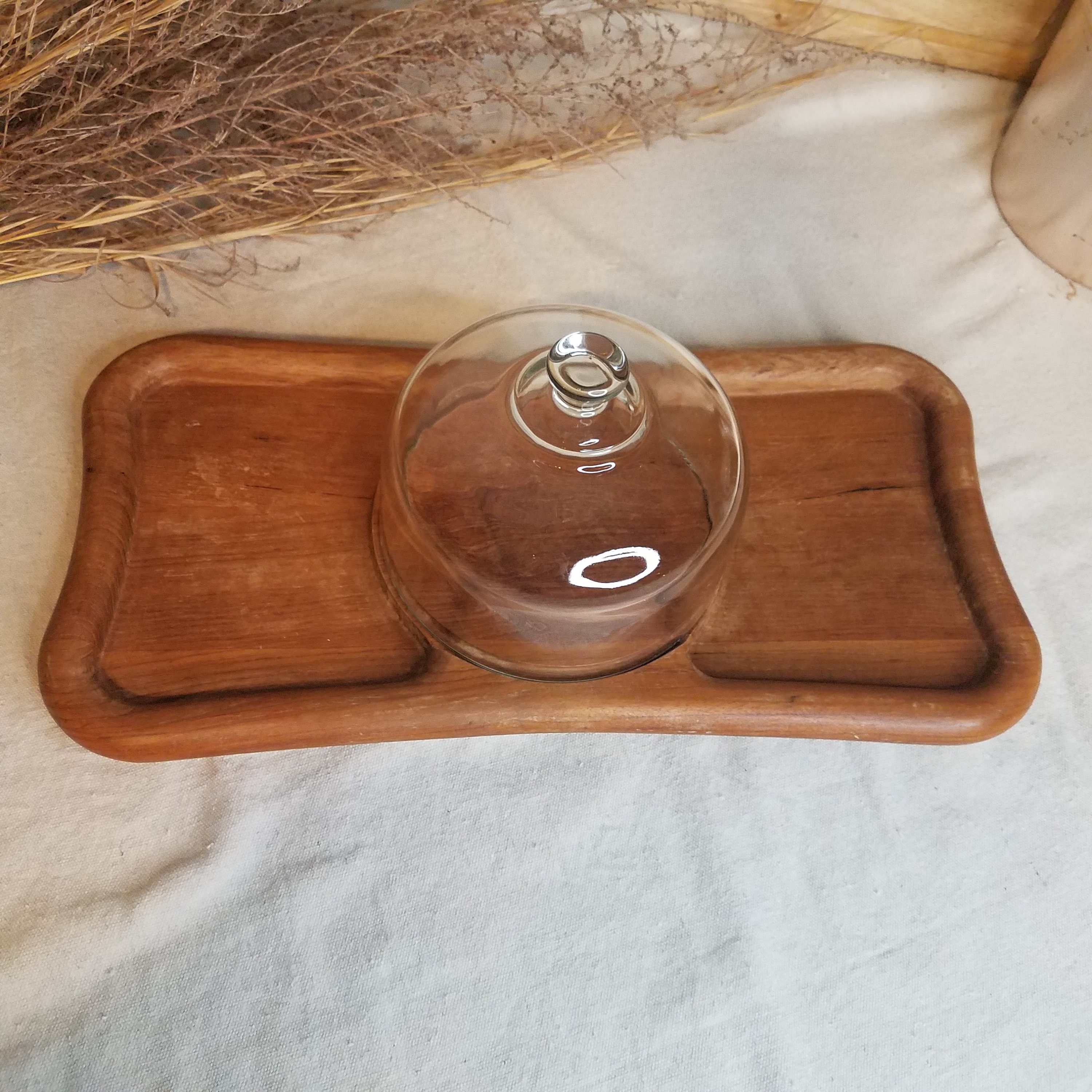 Goodwood Thailand Tealwood Charcuterie Board with Glass Cloche Etsy.de
