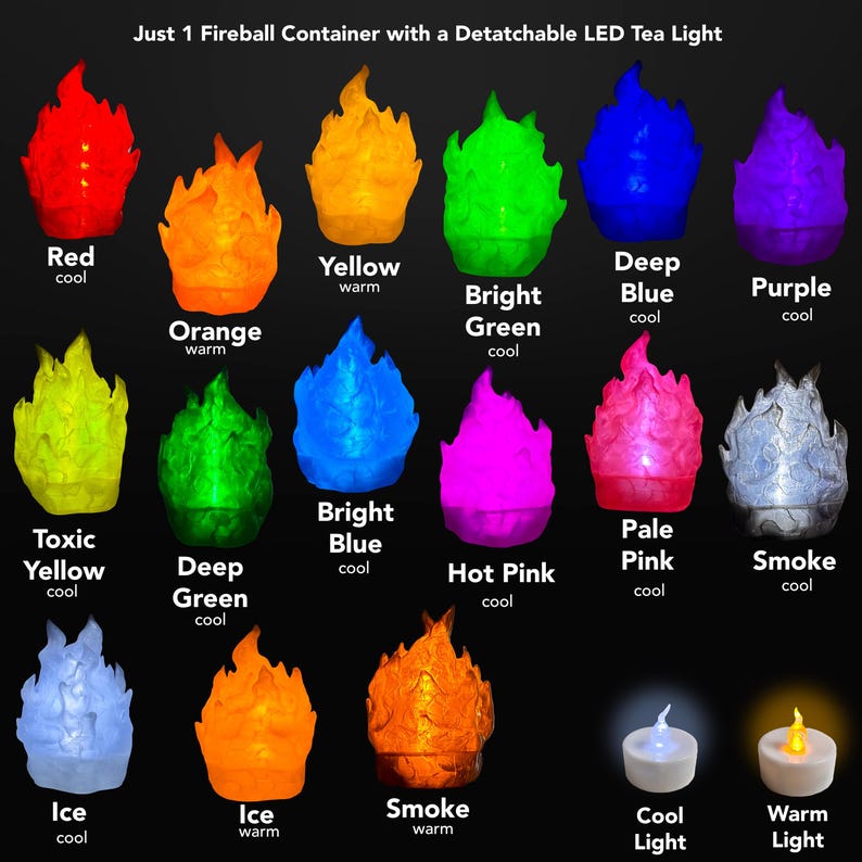 3D Printed Fireball Dice Set: LED, D&D Cosplay Flame Prop - Etsy