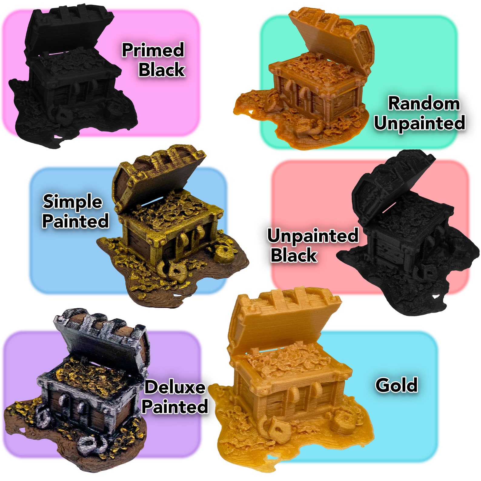Mini Treasure Chests D&D Gloomhaven RPG Locked and Open Gloomhaven