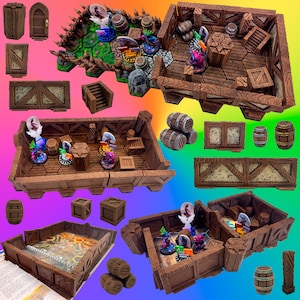 3D Printed Tudor Terrain, Walls, Doors, Beams for D&D, Gloomhaven