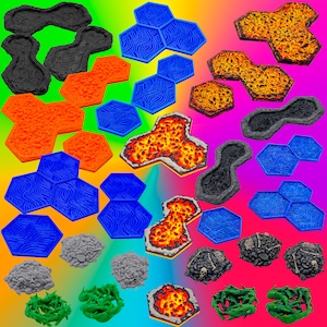 Difficult and Hazardous Tiles Pack - Rubble, Water, Hot Coals, and Dark Pits - Gloomhaven and Jaws of the Lion Accessories
