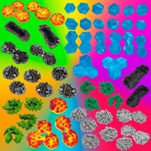 Gloomhaven Terrain Tiles – Rubble, Water, Hot Coals, Dark Pits, Thorns, Lava - Frosthaven