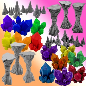Cave Set - Rock Columns, Stalagmites, and Crystals (up to 18 pieces) - Gloomhaven, Frosthaven, and Jaws of the Lion Accessories