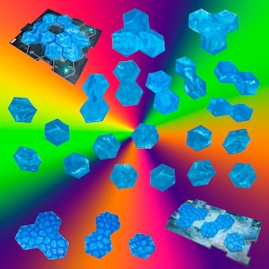 Gloomhaven-watertegels – doorschijnend blauw 3D-geprint terrein